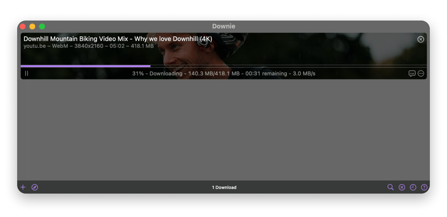 Video downloading on Downie, a video downloading app that is available on Setapp.